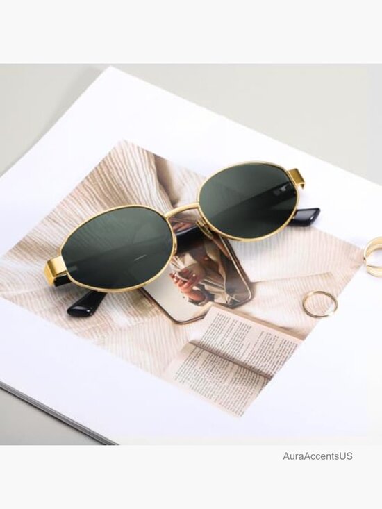 Polarized Oval Sunglasses for Women Retro Gold Frame UV400 Protection Small